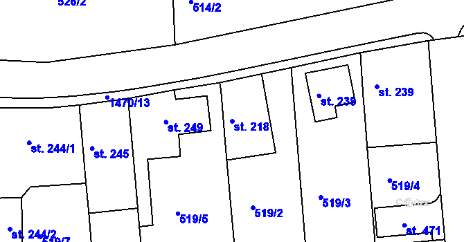 Parcela st. 218 v KÚ Tetín u Berouna, Katastrální mapa
