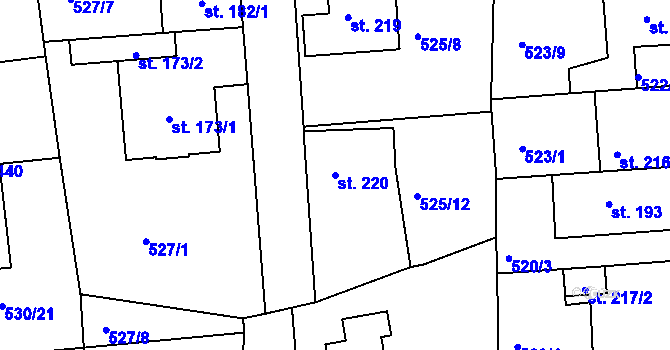 Parcela st. 220 v KÚ Tetín u Berouna, Katastrální mapa