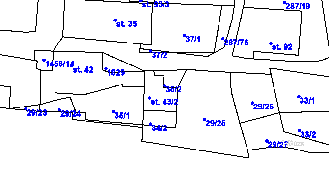 Parcela st. 35/2 v KÚ Tetín u Berouna, Katastrální mapa