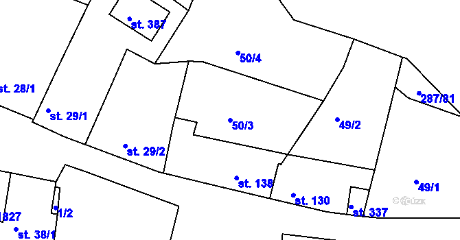 Parcela st. 50/3 v KÚ Tetín u Berouna, Katastrální mapa