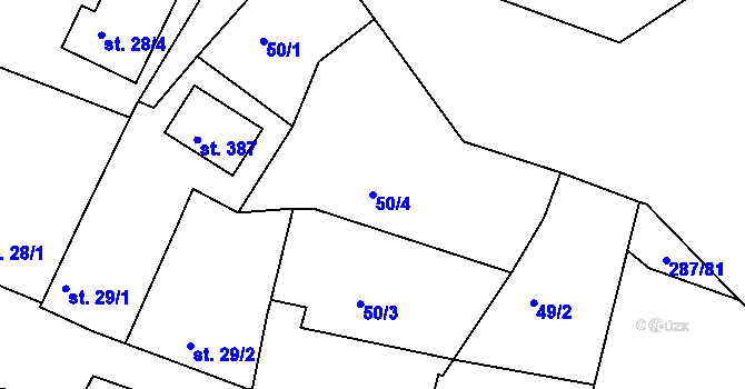 Parcela st. 50/4 v KÚ Tetín u Berouna, Katastrální mapa