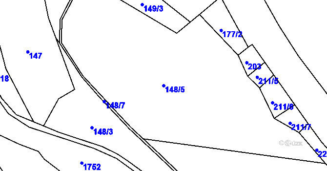 Parcela st. 148/5 v KÚ Tetín u Berouna, Katastrální mapa