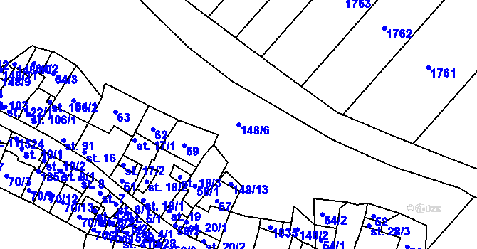 Parcela st. 148/6 v KÚ Tetín u Berouna, Katastrální mapa