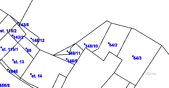 Parcela st. 148/10 v KÚ Tetín u Berouna, Katastrální mapa