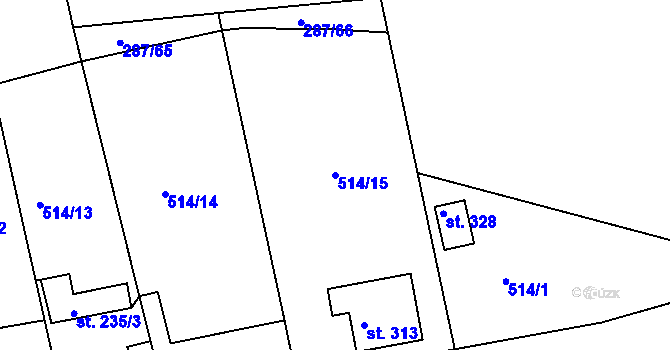 Parcela st. 514/15 v KÚ Tetín u Berouna, Katastrální mapa