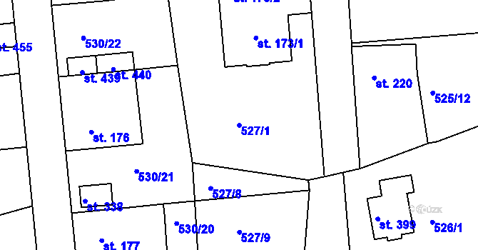 Parcela st. 527/1 v KÚ Tetín u Berouna, Katastrální mapa