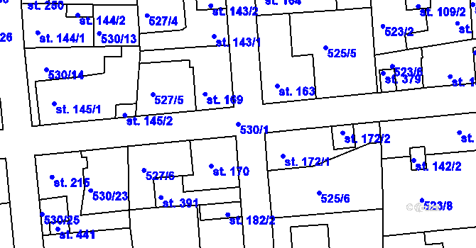 Parcela st. 530/1 v KÚ Tetín u Berouna, Katastrální mapa