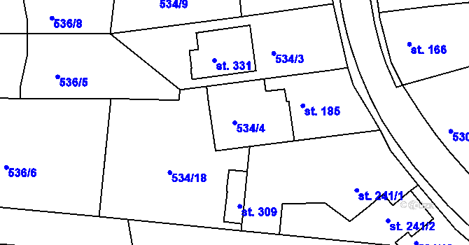 Parcela st. 534/4 v KÚ Tetín u Berouna, Katastrální mapa
