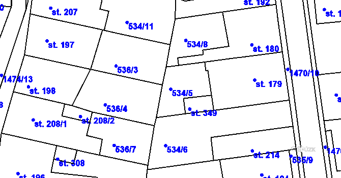 Parcela st. 534/5 v KÚ Tetín u Berouna, Katastrální mapa