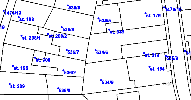 Parcela st. 534/6 v KÚ Tetín u Berouna, Katastrální mapa