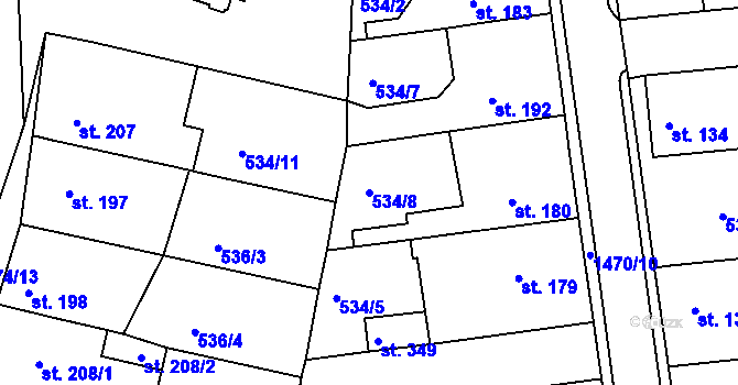 Parcela st. 534/8 v KÚ Tetín u Berouna, Katastrální mapa