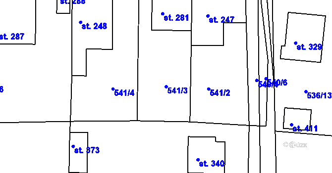 Parcela st. 541/3 v KÚ Tetín u Berouna, Katastrální mapa