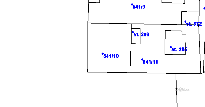 Parcela st. 541/10 v KÚ Tetín u Berouna, Katastrální mapa