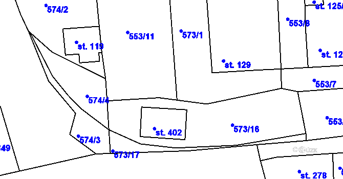 Parcela st. 553/5 v KÚ Tetín u Berouna, Katastrální mapa