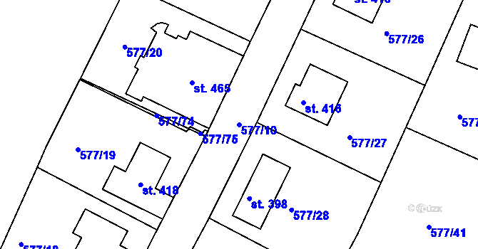 Parcela st. 577/10 v KÚ Tetín u Berouna, Katastrální mapa
