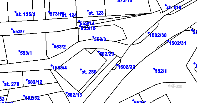 Parcela st. 582/29 v KÚ Tetín u Berouna, Katastrální mapa