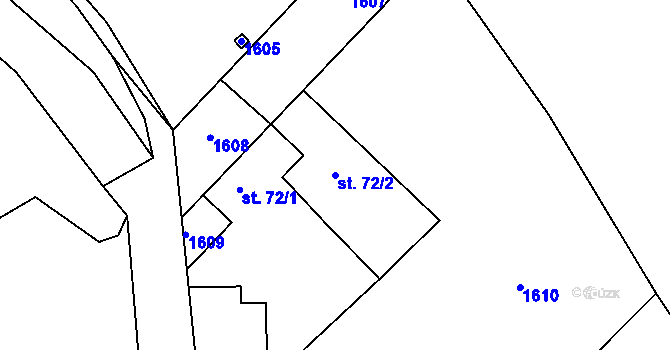 Parcela st. 72/2 v KÚ Tetín u Berouna, Katastrální mapa