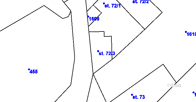 Parcela st. 72/3 v KÚ Tetín u Berouna, Katastrální mapa