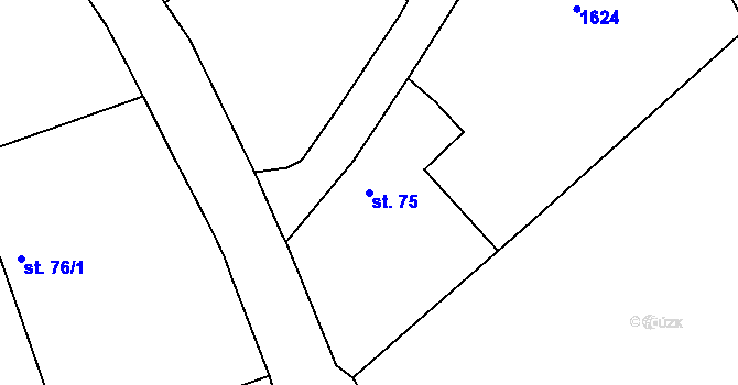 Parcela st. 75 v KÚ Tetín u Berouna, Katastrální mapa