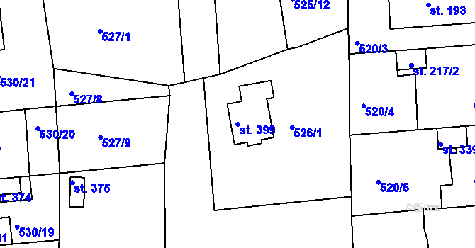 Parcela st. 399 v KÚ Tetín u Berouna, Katastrální mapa