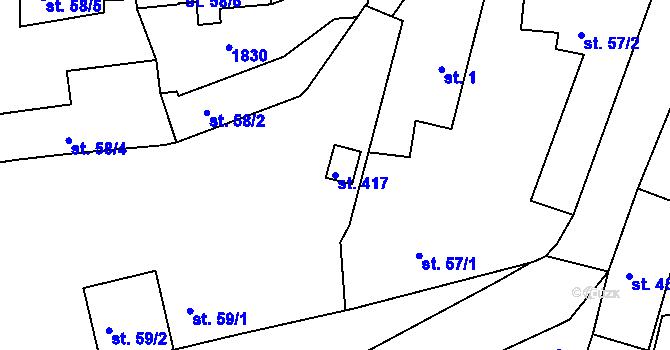 Parcela st. 417 v KÚ Tetín u Berouna, Katastrální mapa