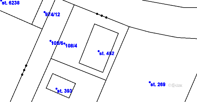 Parcela st. 452 v KÚ Tetín u Berouna, Katastrální mapa