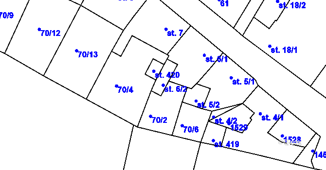 Parcela st. 6/2 v KÚ Tetín u Berouna, Katastrální mapa