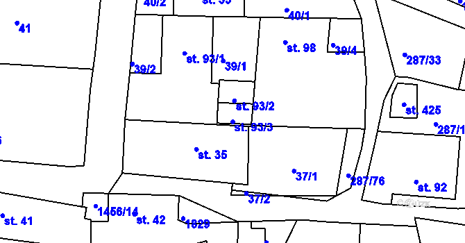 Parcela st. 93/3 v KÚ Tetín u Berouna, Katastrální mapa