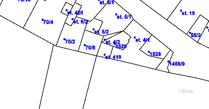 Parcela st. 419 v KÚ Tetín u Berouna, Katastrální mapa