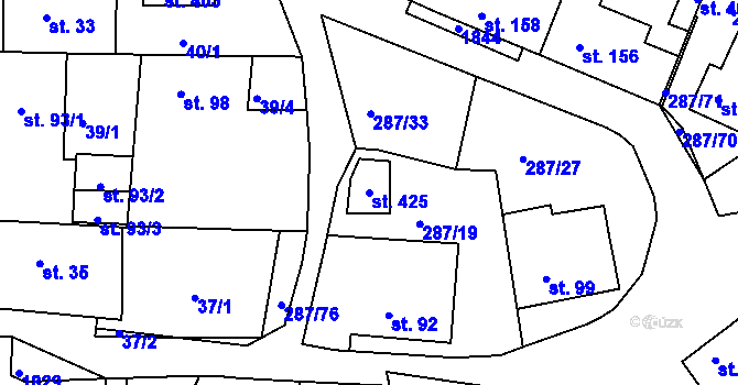 Parcela st. 425 v KÚ Tetín u Berouna, Katastrální mapa