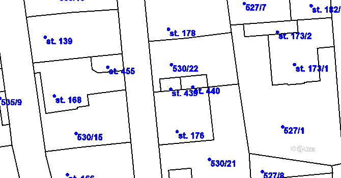 Parcela st. 439 v KÚ Tetín u Berouna, Katastrální mapa
