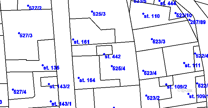Parcela st. 442 v KÚ Tetín u Berouna, Katastrální mapa