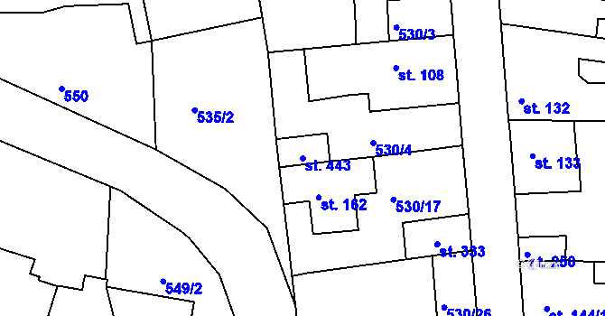 Parcela st. 443 v KÚ Tetín u Berouna, Katastrální mapa