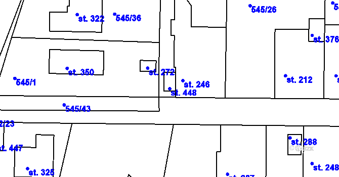 Parcela st. 448 v KÚ Tetín u Berouna, Katastrální mapa