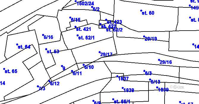 Parcela st. 29/17 v KÚ Tetín u Berouna, Katastrální mapa