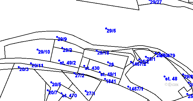 Parcela st. 29/18 v KÚ Tetín u Berouna, Katastrální mapa