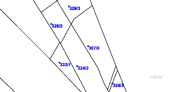 Parcela st. 307/5 v KÚ Tetín u Berouna, Katastrální mapa