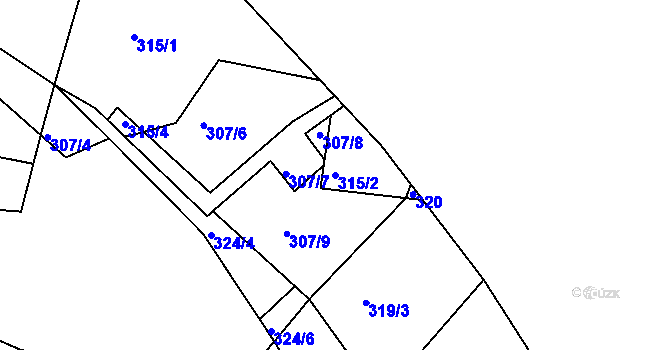Parcela st. 315/2 v KÚ Tetín u Berouna, Katastrální mapa