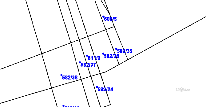 Parcela st. 582/36 v KÚ Tetín u Berouna, Katastrální mapa