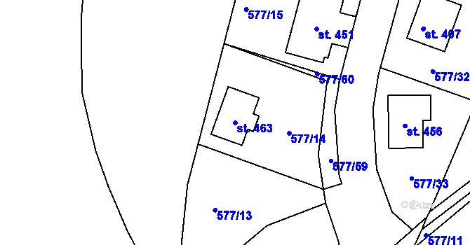 Parcela st. 463 v KÚ Tetín u Berouna, Katastrální mapa