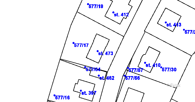 Parcela st. 473 v KÚ Tetín u Berouna, Katastrální mapa