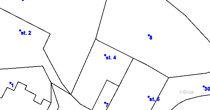 Parcela st. 4 v KÚ Tetín, Katastrální mapa