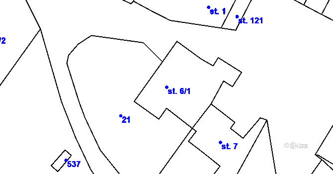 Parcela st. 6/1 v KÚ Tetín, Katastrální mapa