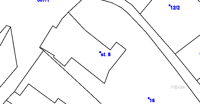 Parcela st. 8 v KÚ Tetín, Katastrální mapa