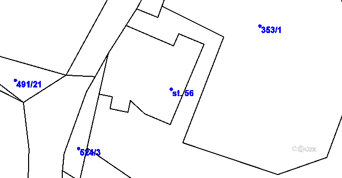 Parcela st. 56 v KÚ Tetín, Katastrální mapa