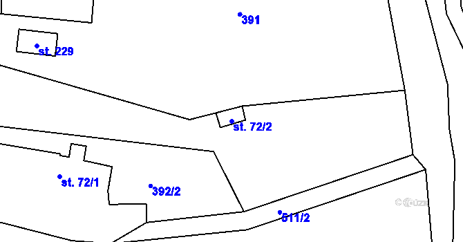 Parcela st. 72/2 v KÚ Tetín, Katastrální mapa
