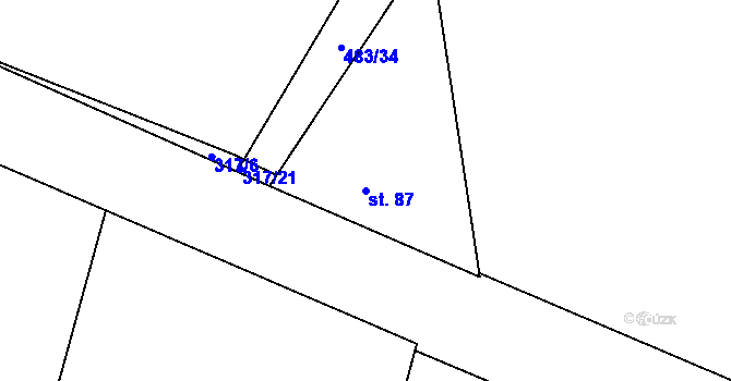 Parcela st. 87 v KÚ Tetín, Katastrální mapa