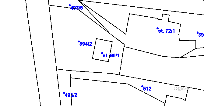 Parcela st. 90/1 v KÚ Tetín, Katastrální mapa