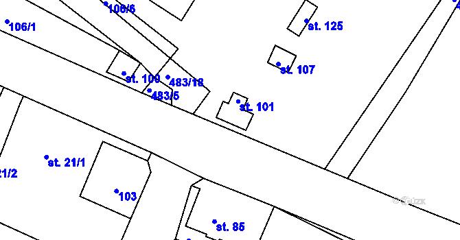 Parcela st. 101 v KÚ Tetín, Katastrální mapa