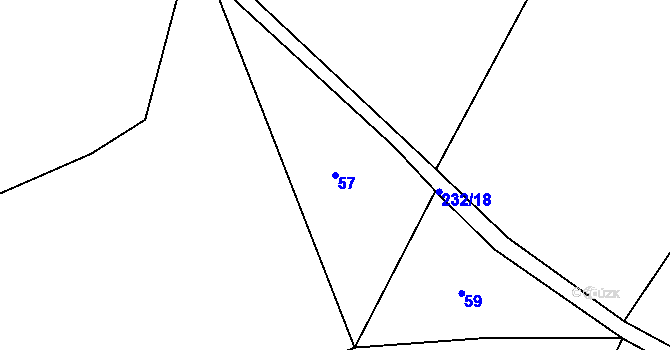 Parcela st. 57 v KÚ Tetín, Katastrální mapa